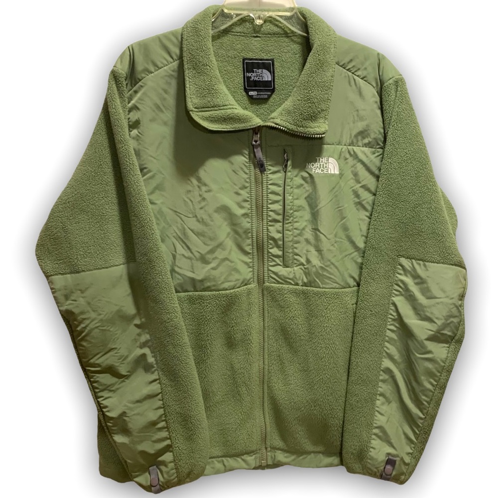 North Face XL Womens Denali Fleece Jacket Full Zip Drawstring Sage Green - Picture 1 of 12